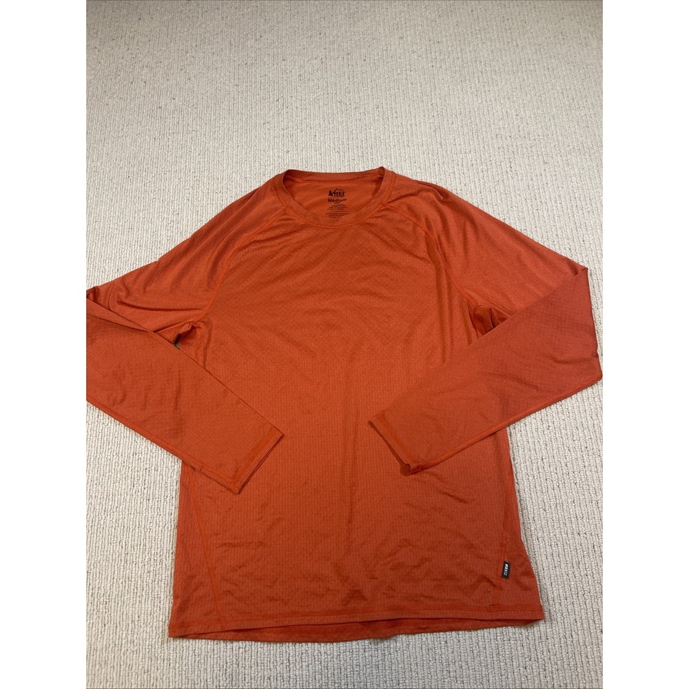 REI Co-op Mens Medium Long Sleeve Performance Shirt Orange